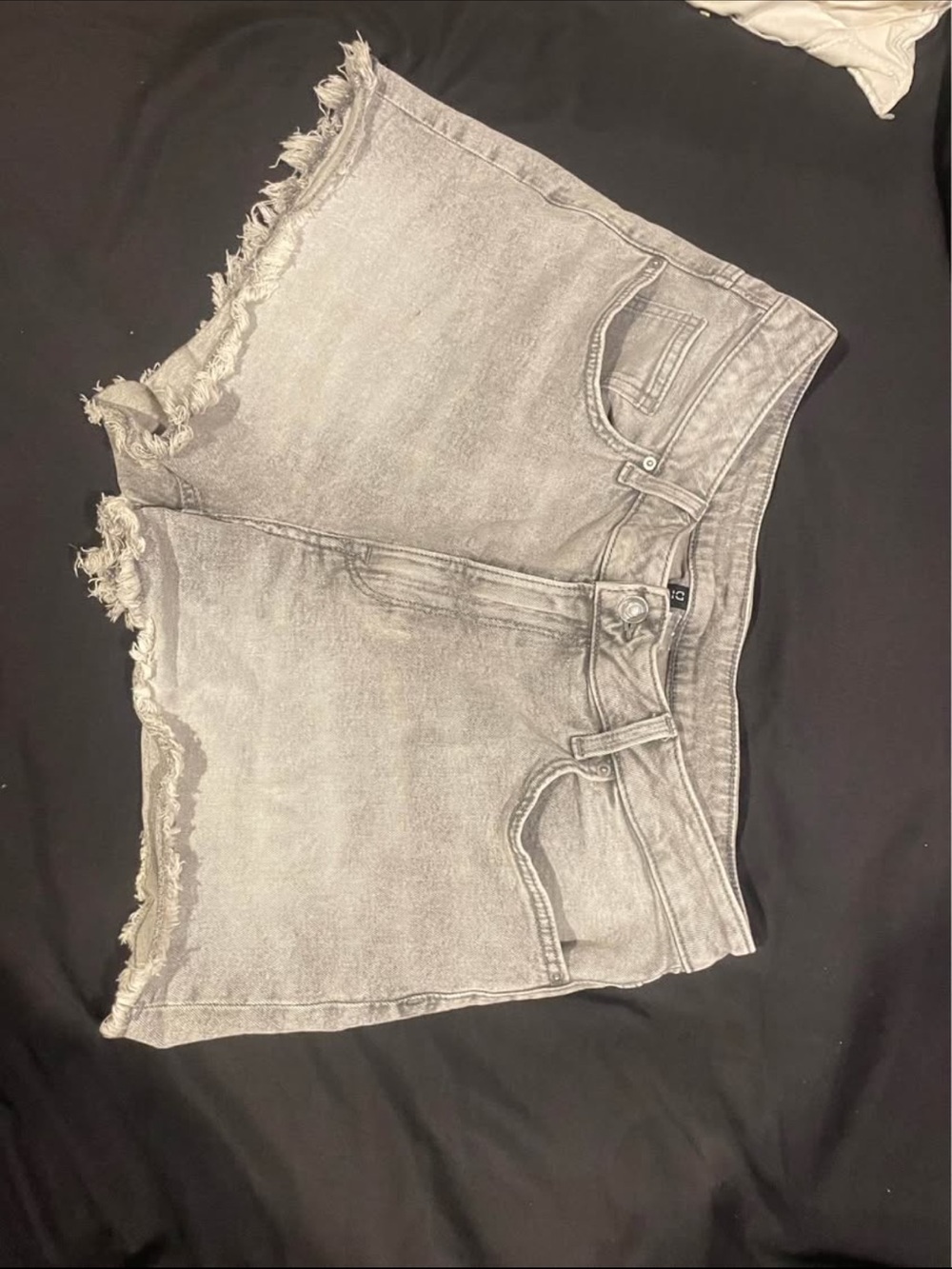 Divided Light Gray Frayed Hem High-Rise Denim Shorts